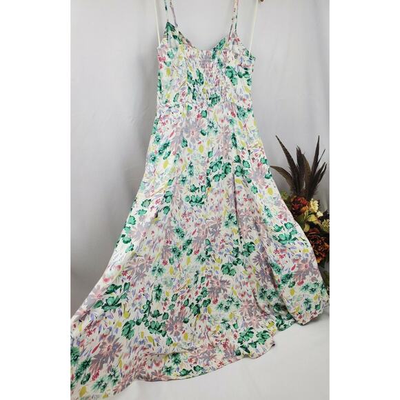 Lauren Conrad Womens Dress Size 10 L Easter Spring Floral A-line Hi-Low Midi - Picture 5 of 12